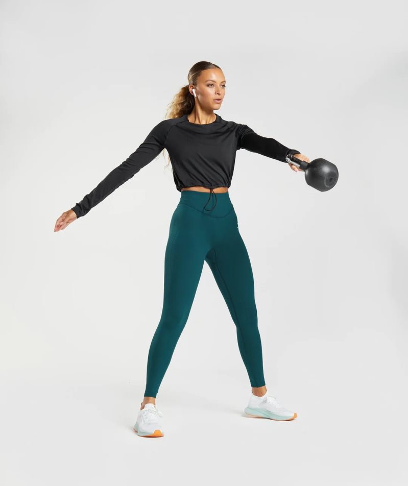 Przycięte Topy Gymshark Sweat Seamless Long Sleeve Damskie Czarne | PL 621TVG